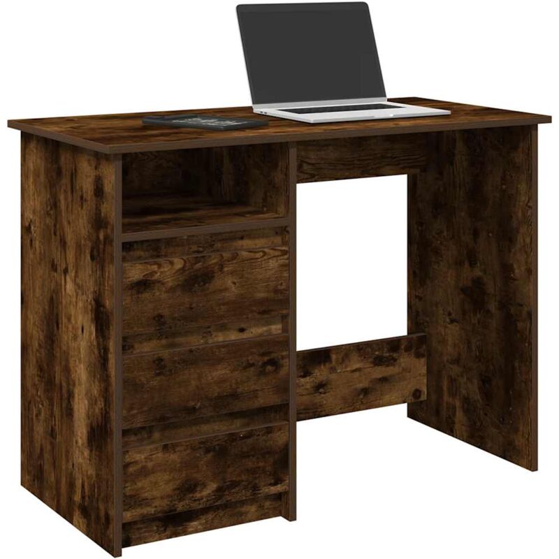 foto del prodotto scrivania rovere fumo 102x50x75 cm in legno multistrato vidaxl