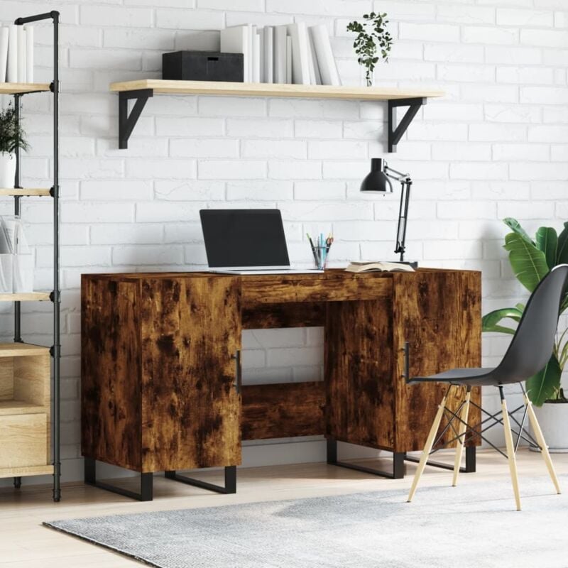 foto del prodotto scrivania rovere fumo 140x50x75 cm in legno multistrato vidaxl