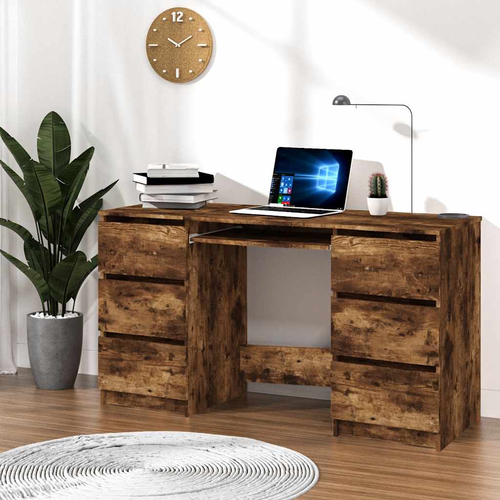 foto del prodotto scrivania rovere fumo 140x50x77 cm in legno multistratocod mxl 79612