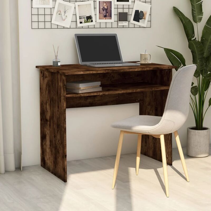 foto del prodotto scrivania rovere fumo 90x50x74 cm in legno multistrato vidaxl