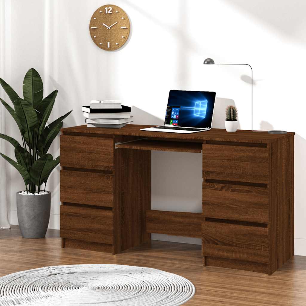 foto del prodotto scrivania rovere marrone 140x50x77 cm in legno multistratocod mxl 127250