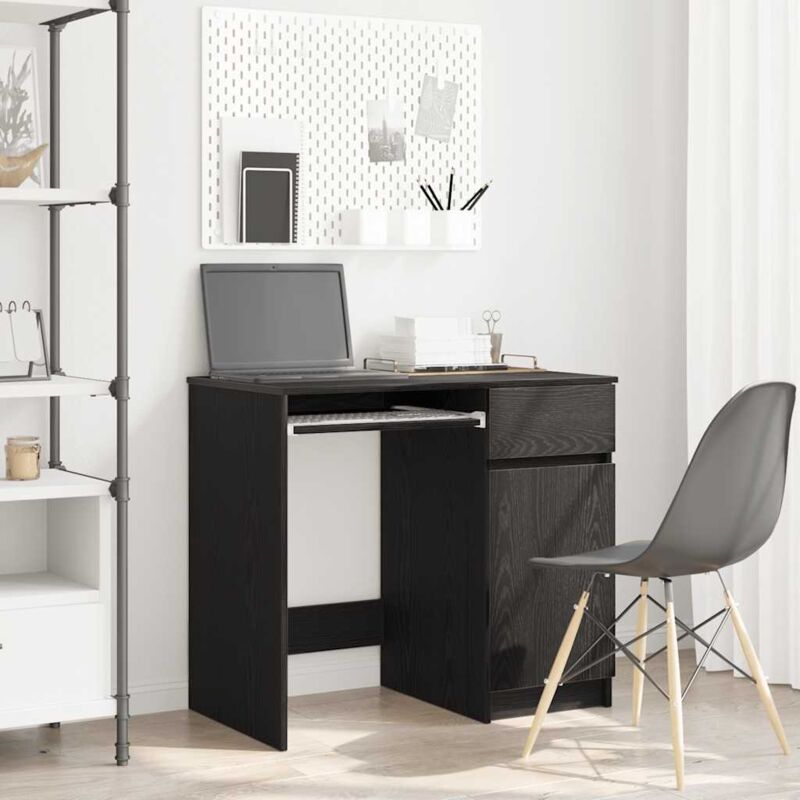 foto del prodotto scrivania rovere nera 86x49x76 cm in legno multistrato vidaxl
