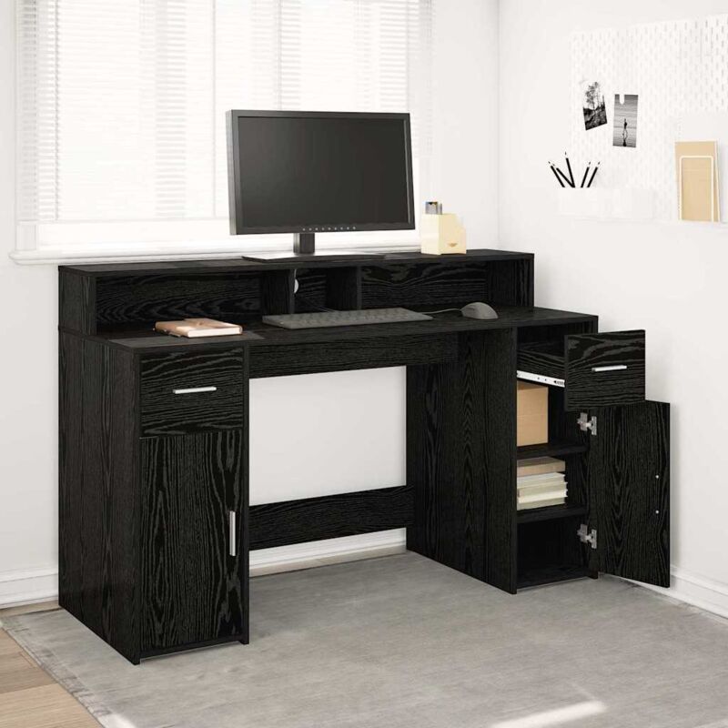 foto del prodotto scrivania rovere nero 140x55x91 cm legno ingegnerizzato vidaxl