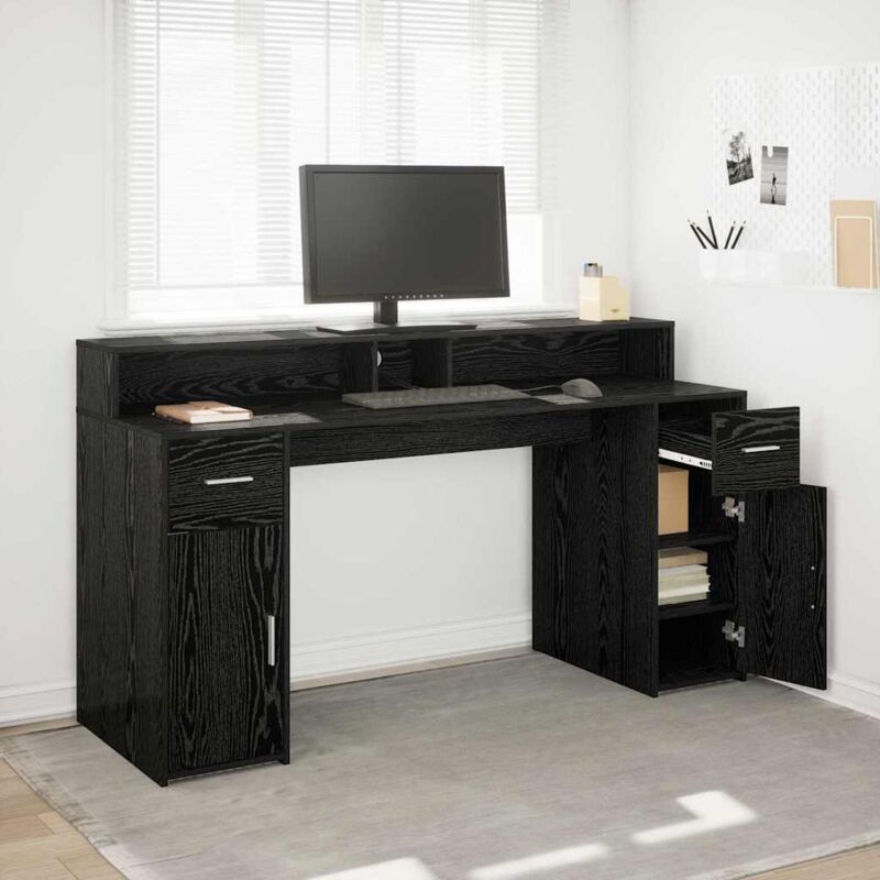 foto del prodotto scrivania rovere nero 160x55x91 cm legno ingegnerizzato vidaxl