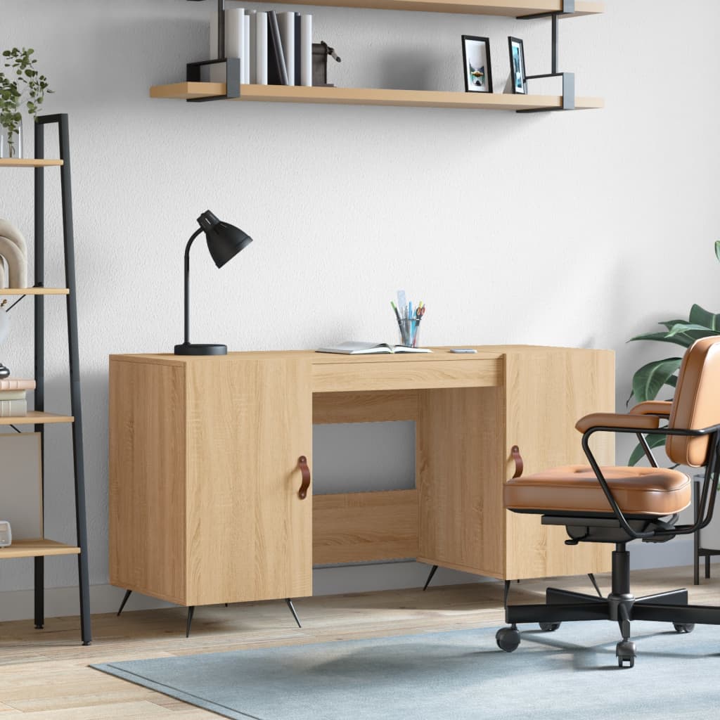 foto del prodotto scrivania rovere sonoma 140x50x75 cm in legno multistrato