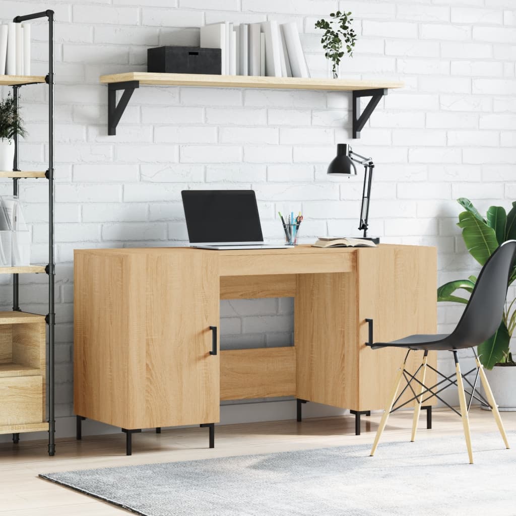 foto del prodotto scrivania rovere sonoma 140x50x75 cm in legno multistratocod mxl 128461