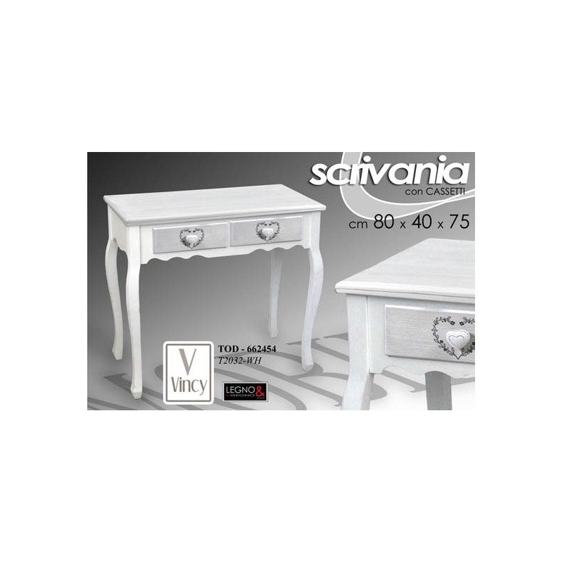 foto del prodotto scrivania shabby bianca anticata cm 80 x 40 x 75 h
