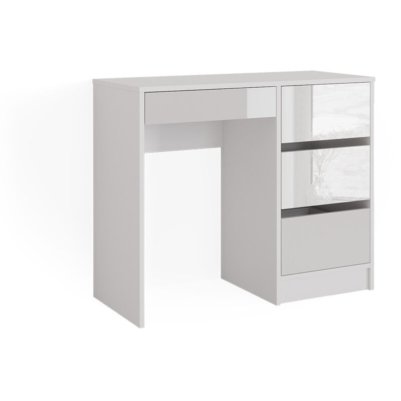 foto del prodotto scrivania sherry, bianco lucido, 90 x 40 cm con cassetti vicco