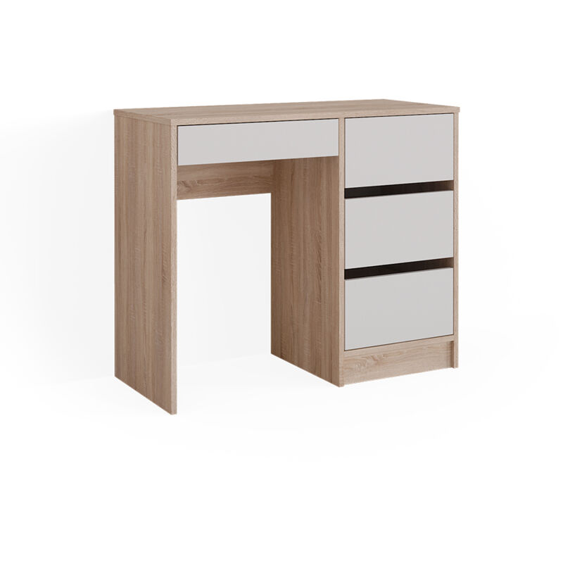 foto del prodotto scrivania sherry, bianco sonoma, 90 x 40 cm con cassetti vicco