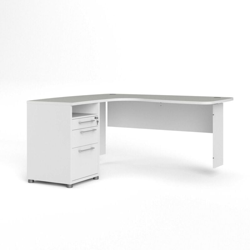 foto del prodotto scrivania sidonie, scrittoio multiuso, tavolo per ufficio porta pc, piano di lavoro, 159x150 h75 cm, bianco - dmora
