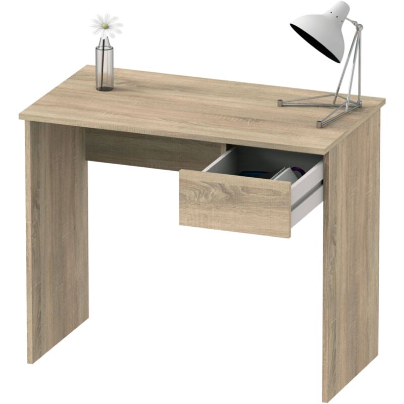 foto del prodotto scrivania stile giovanile torino con cassetto in melaminico rovere cambriano 90x75x50 cm