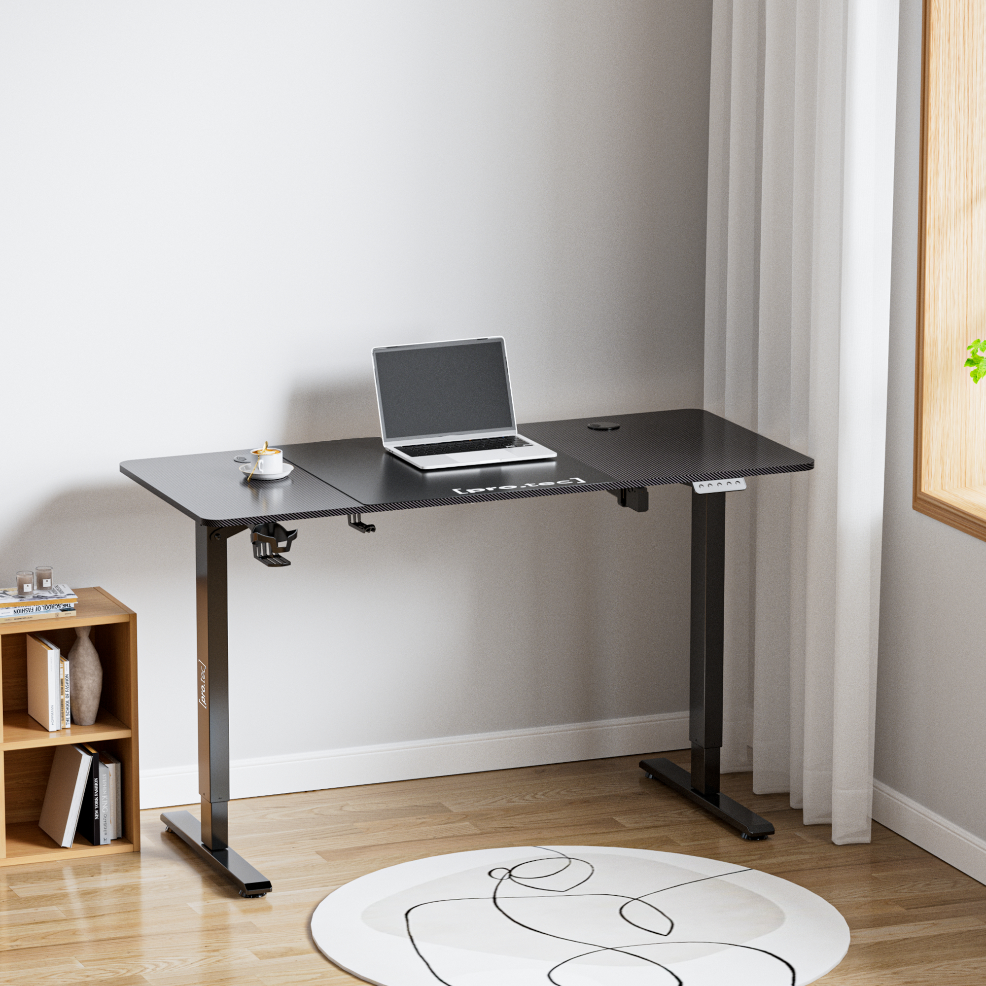 foto del prodotto scrivania 'stryn' regolabile in altezza con sollevamento elettrico 140 x 60 nero carbone - pro.tec