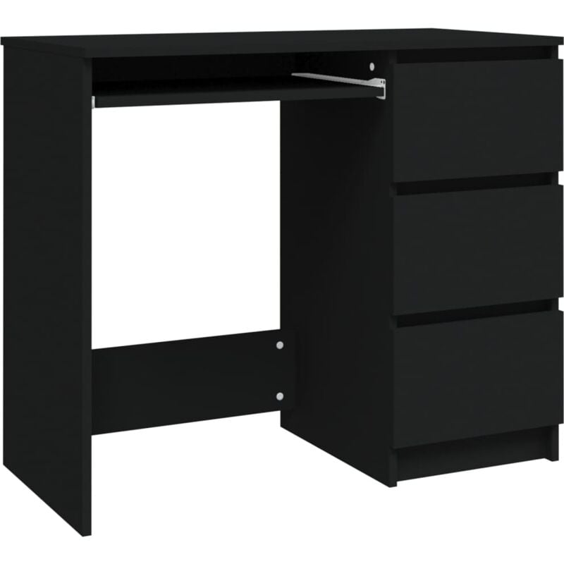 foto del prodotto scrivania tavolo postazione di lavoro mobile per computer studio 90 x 45 x 76 cm in mdf nero