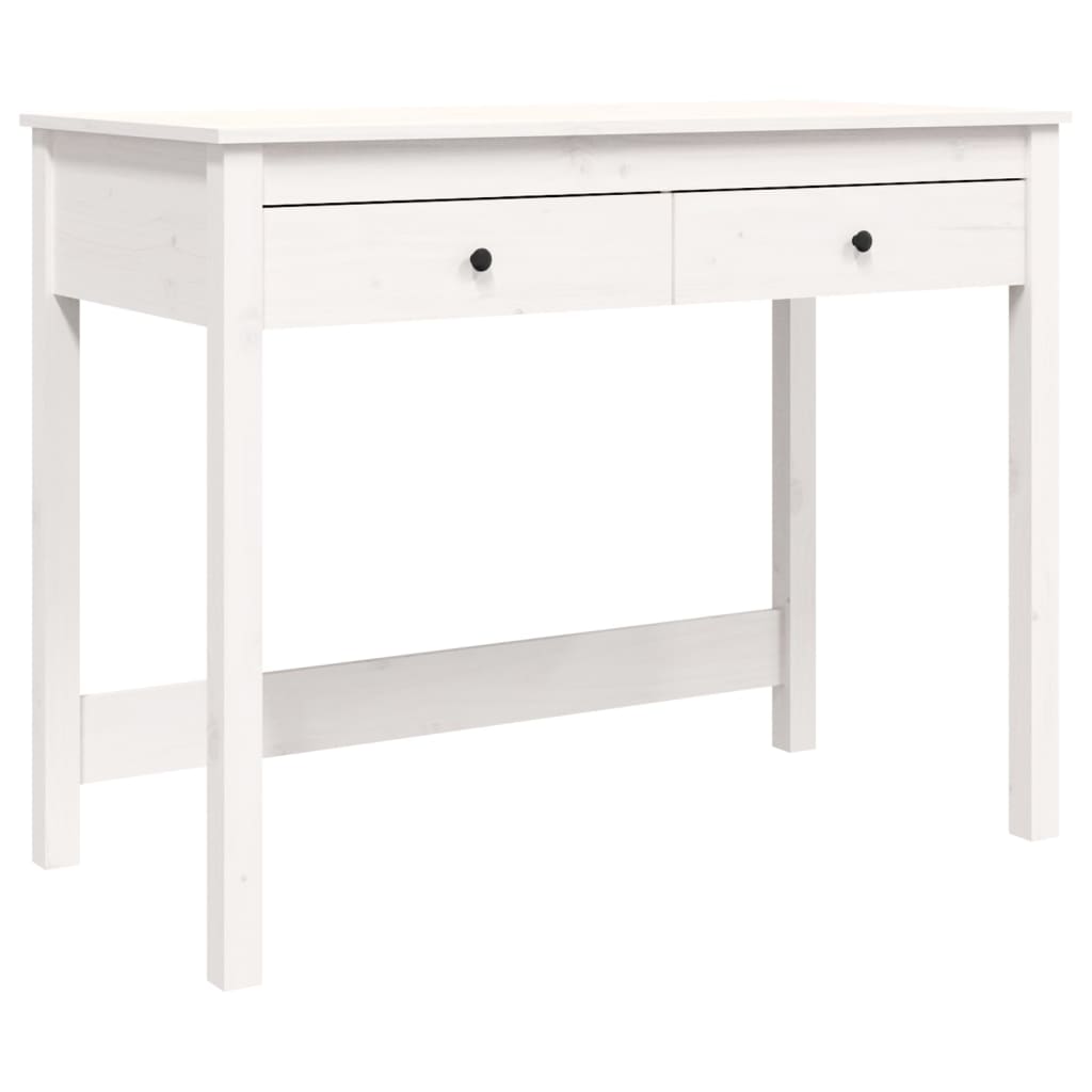 foto del prodotto scrivania tavolo postazione di lavoro mobile per computer studio con cassetti 100 x 50 x 78 cm legno massello di pino bianco 02 0023464