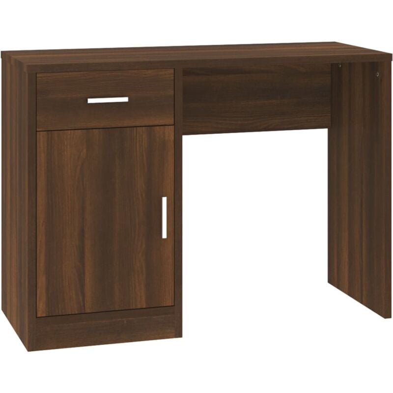 foto del prodotto scrivania tavolo postazione di lavoro mobile per computer studio con cassetto e armadietto rovere 100 x 40 x 73 cm marrone 020023452