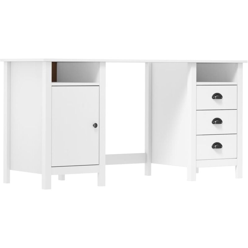 foto del prodotto scrivania tavolo postazione di lavoro mobile per computer studio it hill 150 x 50 x 74 cm in legno massello di pino bianco