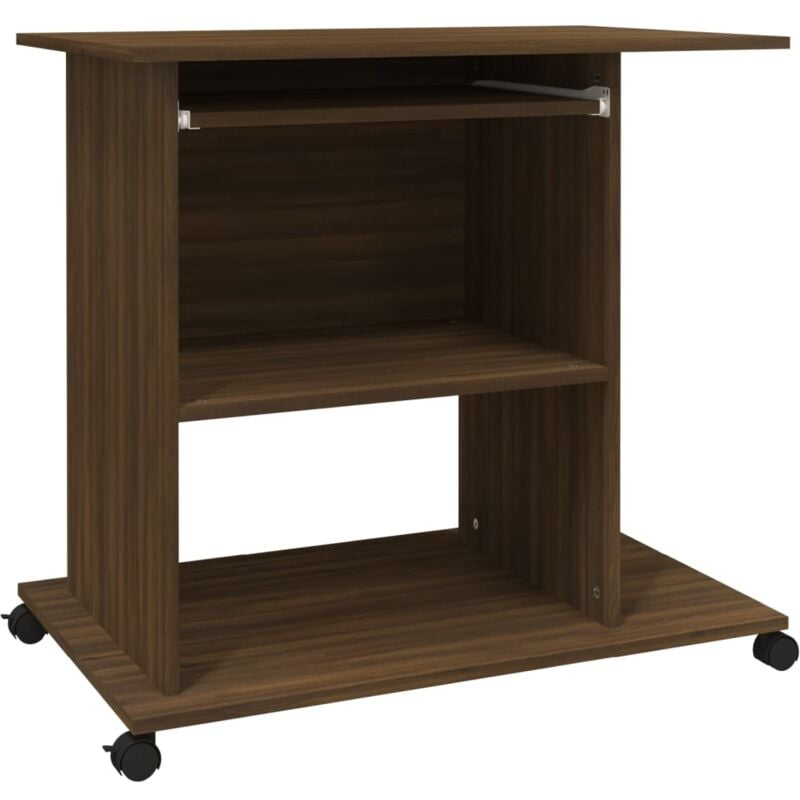 foto del prodotto scrivania tavolo postazione di lavoro mobile per computer studio per computer rovere 80 x 50 x 75 cm pannelli in mdf marrone