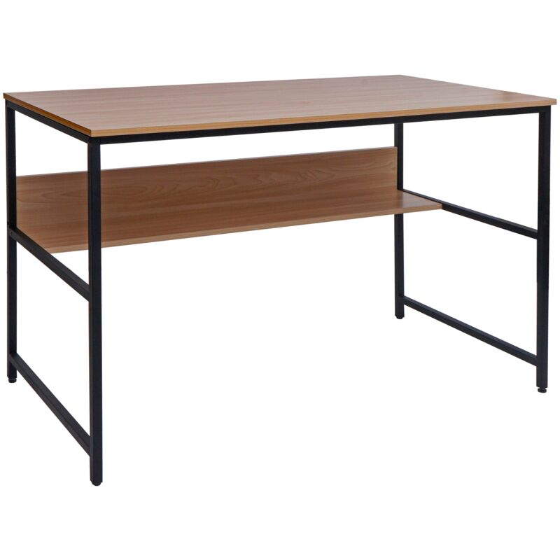 foto del prodotto scrivania tavolo tavolino ufficio hhg 649 metallo mdf melaminico 120x60cm legno chiaro