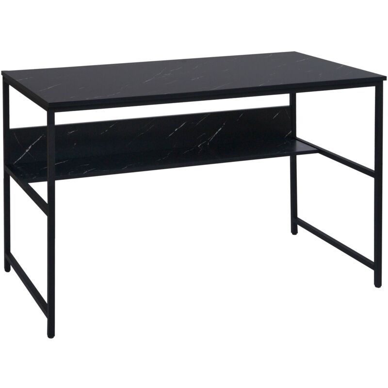foto del prodotto scrivania tavolo tavolino ufficio hhg 649 metallo mdf melaminico 120x60cm nero effetto marmo