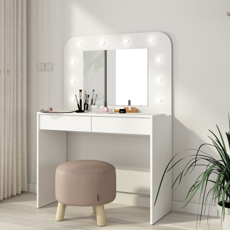 foto del prodotto scrivania toeletta vanity mod. hollywood tutta bianca