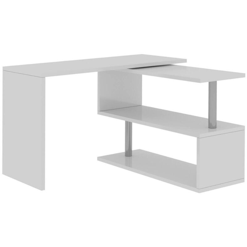 foto del prodotto scrivania topazio, scrittoio angolare porta pc, tavolo multiuso per ufficio, scrivania salvaspazio multiposizione, 100 made in italy, cm 120x50h75,