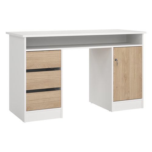 foto del prodotto scrivania tvilum 7049149hl function plus bianco e jackson hickory