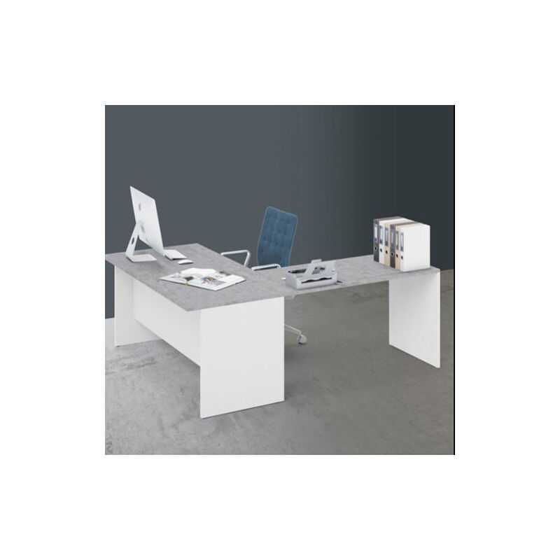 foto del prodotto scrivania ufficio angolare cemento con allungo 120 cm.
