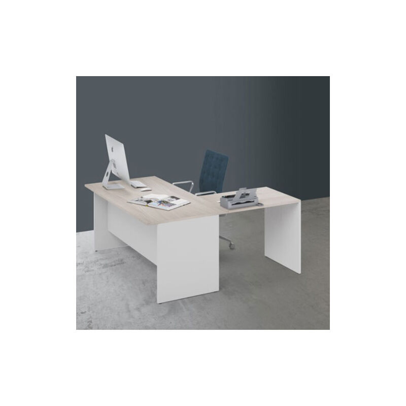 foto del prodotto scrivania ufficio angolare olmo con allungo 80 cm.