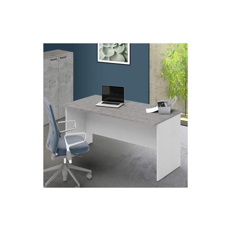 foto del prodotto scrivania ufficio con ripiano bicolore cemento larga 160