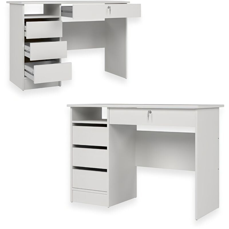 foto del prodotto scrivania ufficio function plus tvilum 109x48x75 cm con 3 cassetti e serratura colore bianco