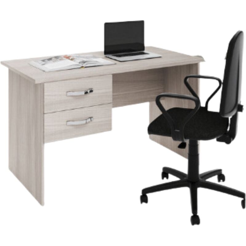 foto del prodotto scrivania ufficio olmo con due cassetti. scrivanie porta