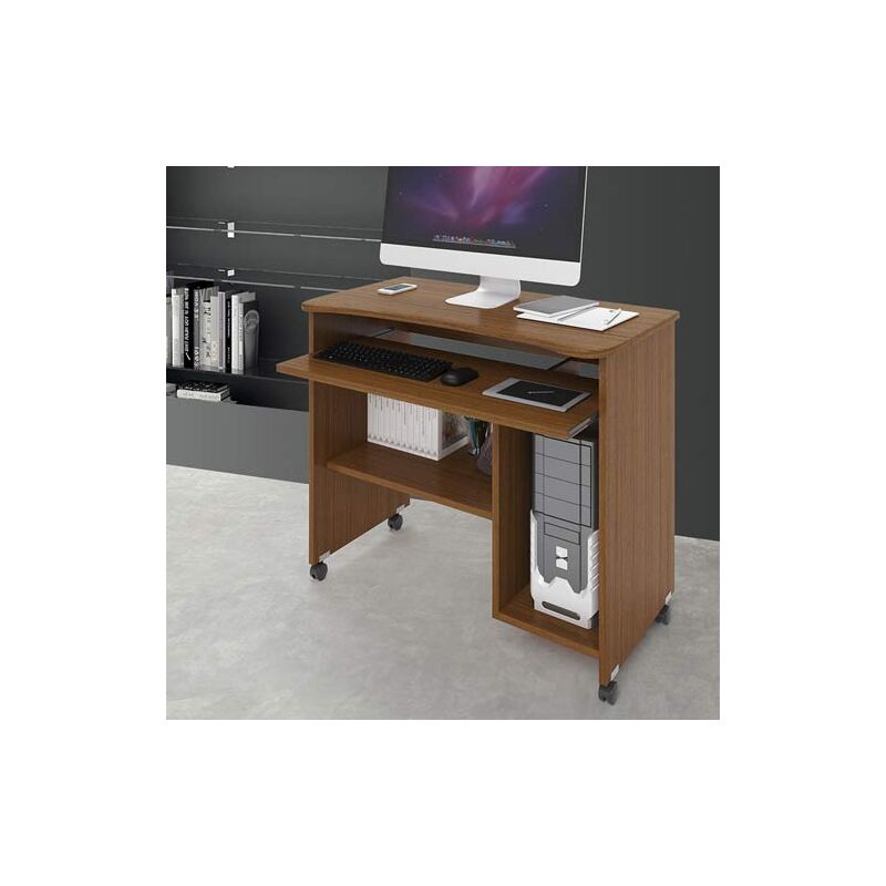 foto del prodotto scrivania ufficio porta computer con ruote e ripiano