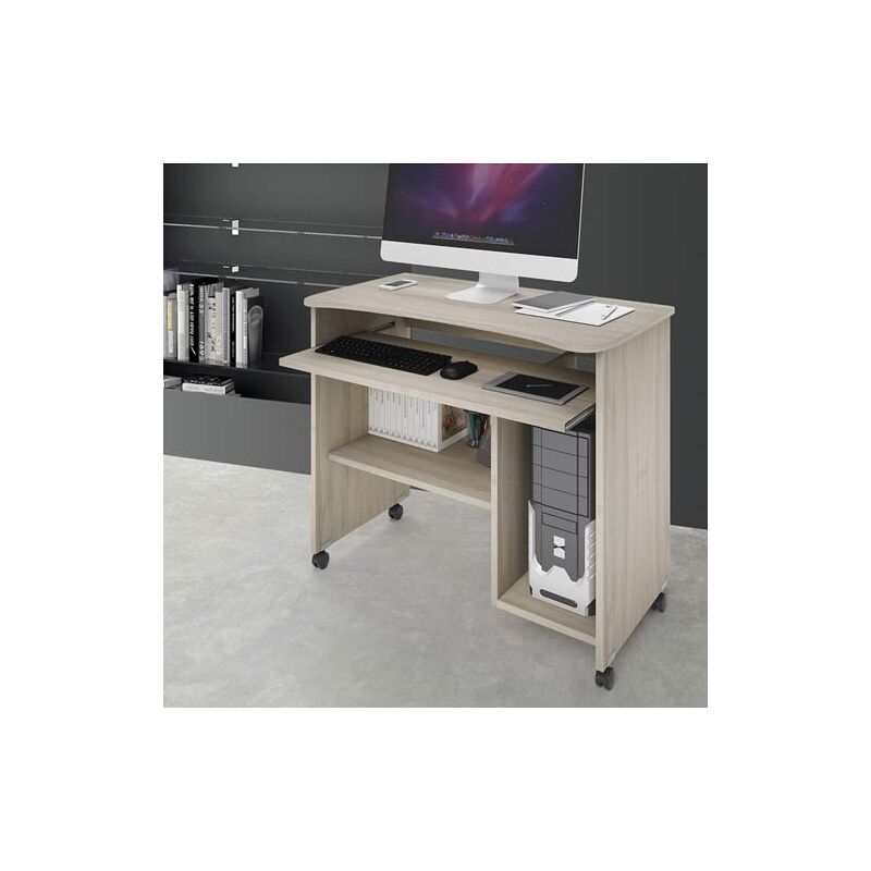 foto del prodotto scrivania ufficio porta computer con ruote e ripiano