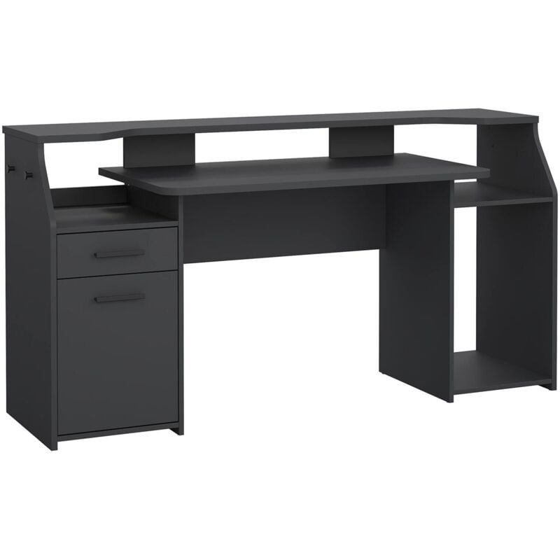 foto del prodotto scrivania zennithor, tavolo da lavoro dotato di 1 anta e 1 cassetto, ideale per ufficio e gaming, 171x62 h89 cm, grigio dmora