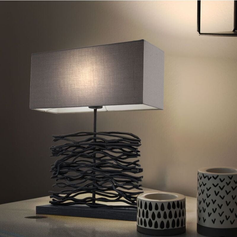 foto del prodotto scrivere lampada da comodino soggiorno pranzo camera da letto lampada laterale faretti in legno tessile in un set che include lampadine a led