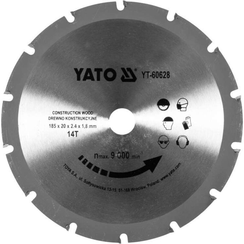 foto del prodotto scudo 185 14t 20mm legno con chiodi yt 60628 yato