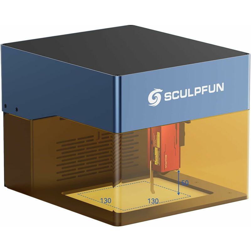 foto del prodotto sculpfun icube pro 5w macchina per incidere laser con allarme temperatura filtro antifumo, velocit di incisione 10000 mm min, controllo wireless