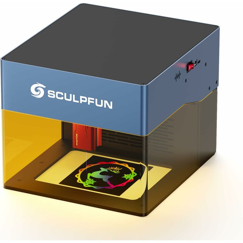 foto del prodotto sculpfun icube pro max 10w macchina per incisione laser, macchina per taglio laser portatile con precisione di incisione di 0,05 mm, incisione