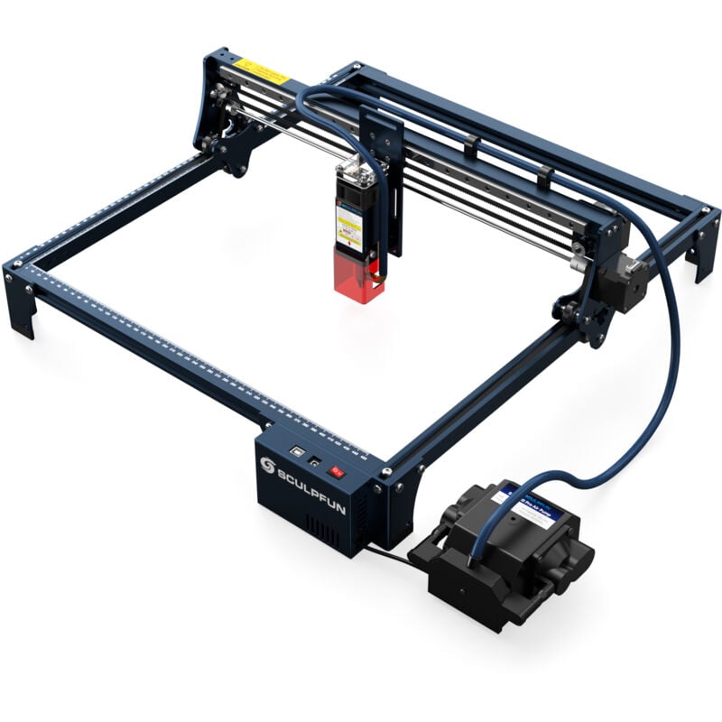 foto del prodotto sculpfun macchina per incisione laser s30 pro 10w, dotata di sistema di assistenza pneumatica a controllo automatico, area di incisione 30l min
