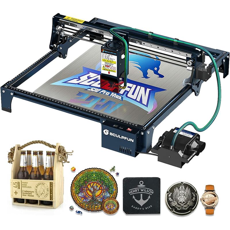 foto del prodotto sculpfun s30 pro max 20w auto air assist macchina per incisione laser 130w incisore laser ad alta precisione auto air assist scultura a colori