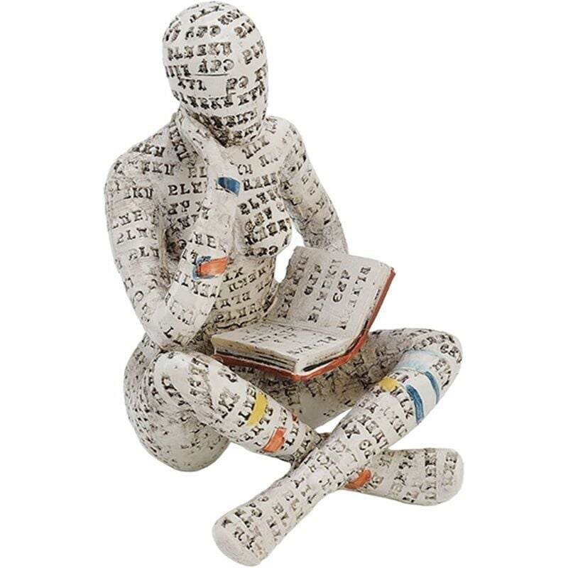 foto del prodotto scultura da scaffale, statuetta da libreria, 11 x 8 x 7 cm, statua astratta di donna che legge, dipinta a mano, semplice decorazione da scrivania,
