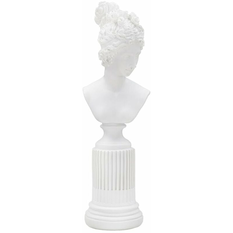 foto del prodotto scultura donna romana in poliresina colore bianco con piedistallo per decorazioni ambienti