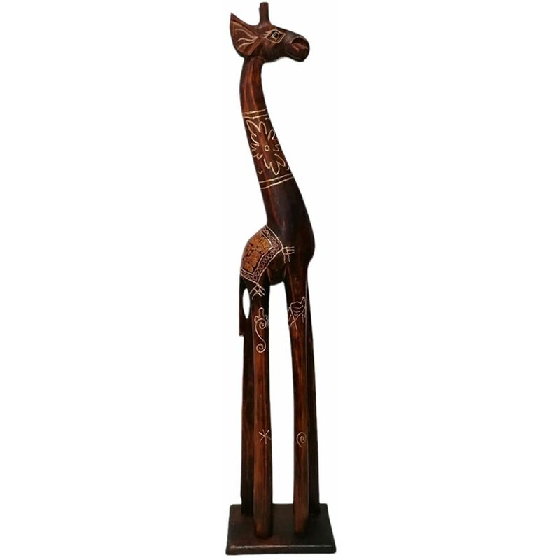 foto del prodotto scultura in legno giraffa grande animale africano oggetto per la casa da vetrina negozio pub ristoranti esposizione particolare misura giraffa 80