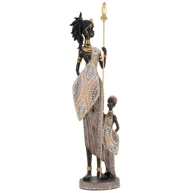 foto del prodotto scultura masai tribale con figlio cm 11,5x8,5x46 masilo