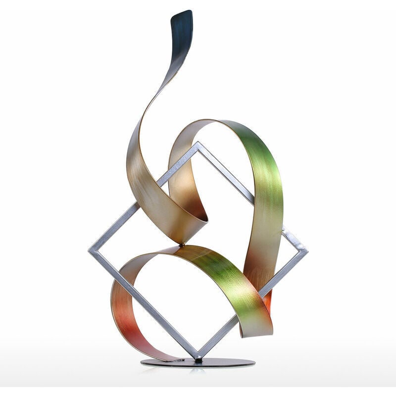 foto del prodotto scultura moderna quadrata e nastro scultura astratta scultura in metallo decorazione per interni ed esterni