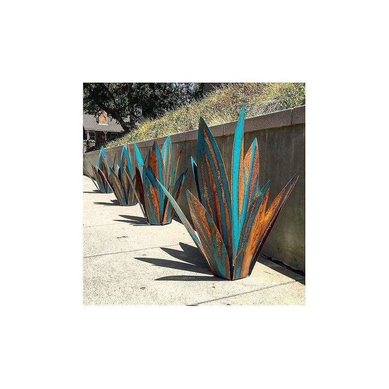 foto del prodotto scultura rustica di tequila, pianta di agave in metallo fai da te, agave in metallo dipinta a mano rustica, statua decorativa da giardino,