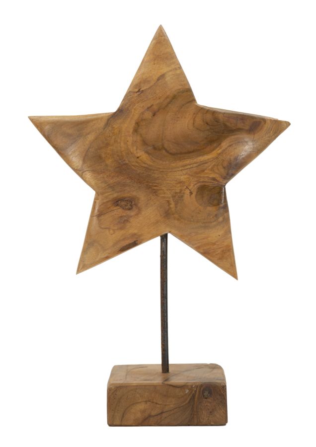 foto del prodotto scultura stella in teak riciclato cm 28x12x42 pezzi unici non rip. in serie 