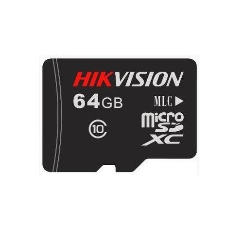foto del prodotto sd card hikvision serie p 64gb supporta lifetime warning, healthy monitoring, read write lock hs tf p1 std 64g