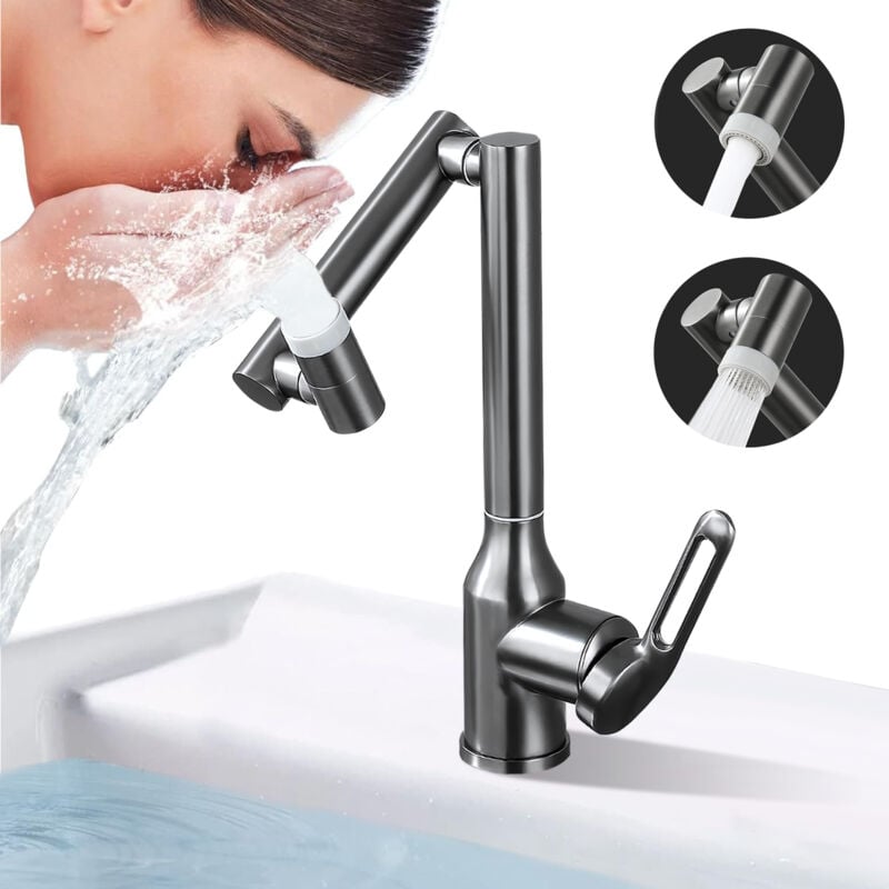foto del prodotto sdlogal rubinetto lavabo monocomando rubinetto miscelatore alto per lavandino stufa rotazione a 360 gradi, rubinetto del bagno, acqua calda e