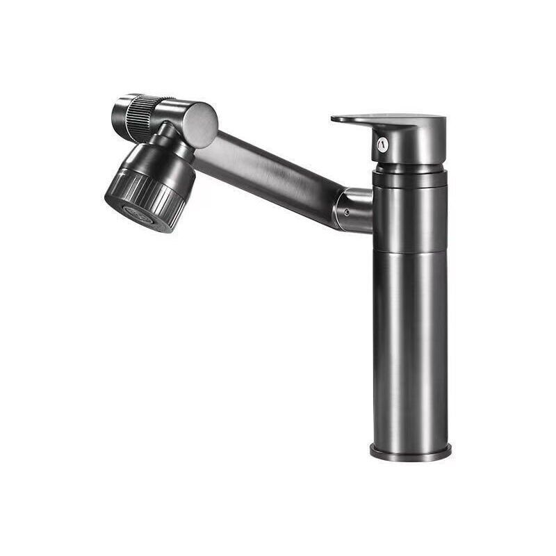 foto del prodotto sdlogal rubinetto miscelatore per lavabo alto con rotazione a 360 gradi, rubinetto per bagno, miscelatore per acqua calda e fredda grigio